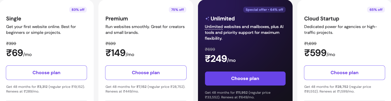 hostinger pricing