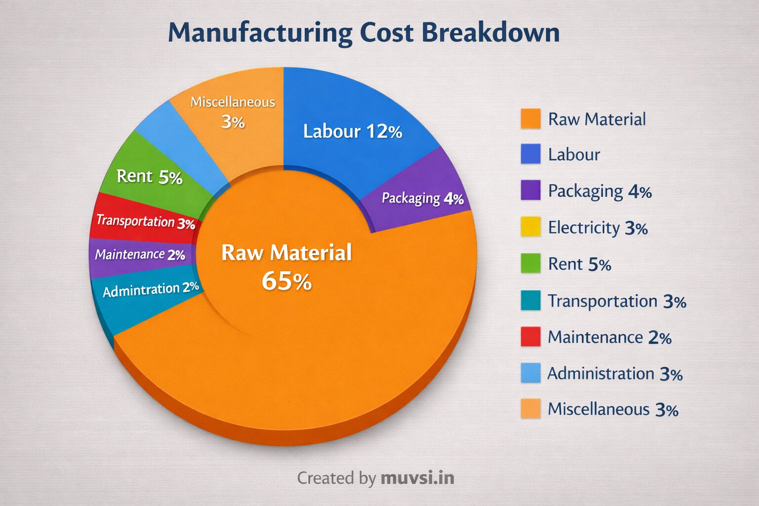 pie chart image on paper plate manufacturing cost breakdown