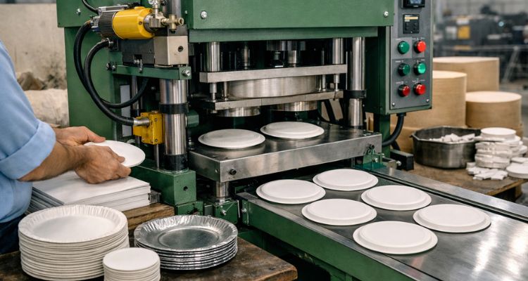 image of semi-automatic paper plate machine