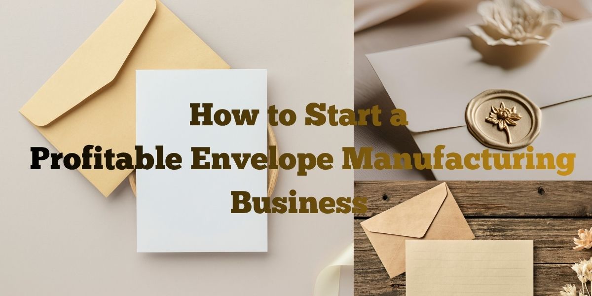 envelope manufacturing business setup with machinery and paper rolls